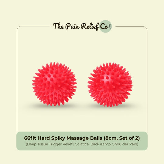 66fit Hard Spiky Massage Balls (8cm, Set of 2) – Deep Tissue Trigger Relief | Sciatica, Back &amp; Shoulder Pain