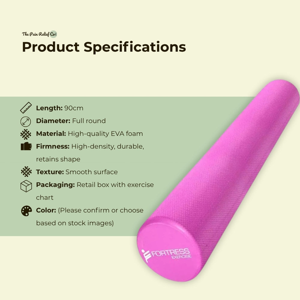Fortress Long Foam Roller – 90cm Premium EVA | Full-Body Therapy for Recovery, Stability & Strength