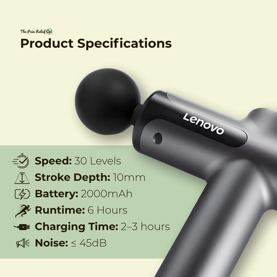Lenovo Massage Gun – Deep Muscle Relief | LED Display & 8 Heads